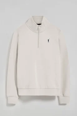 Polo Club Sweat-Shirts*Sweat-shirt à demi-fermeture éclair blanc cassé avec logo Rigby Go Beige