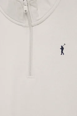Polo Club Sweat-Shirts*Sweat-shirt à demi-fermeture éclair blanc cassé avec logo Rigby Go Beige