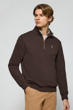 Polo Club Sweat-Shirts*Sweat-shirt à fermeture éclair marron avec logo Rigby Go Marron foncé