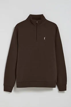 Polo Club Sweat-Shirts*Sweat-shirt à fermeture éclair marron avec logo Rigby Go Marron foncé