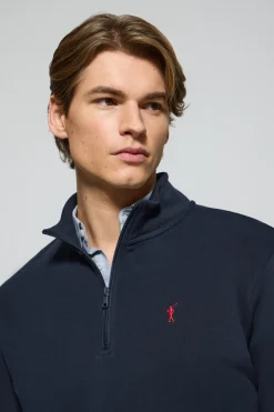 Polo Club Sweat-Shirts*Sweat-shirt à fermeture éclair partielle avec logo Rigby Go Bleu Marine