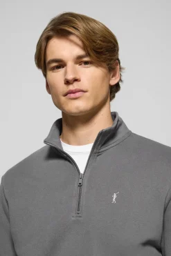 Polo Club Sweat-Shirts*Sweat-shirt à fermeture éclair partielle gris avec logo Rigby Go Asphalte