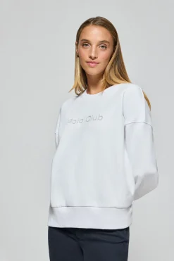 Polo Club Sweat-Shirts*Sweat-shirt basique à col ras du cou avec logo avant caoutchouté Blanc