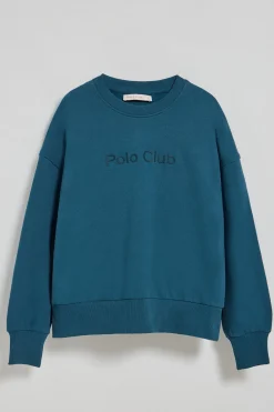Polo Club Sweat-Shirts*Sweat-shirt basique à col ras du cou avec logo avant caoutchouté Bleu