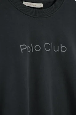 Polo Club Sweat-Shirts*Sweat-shirt basique à col ras du cou avec logo avant caoutchouté Noir