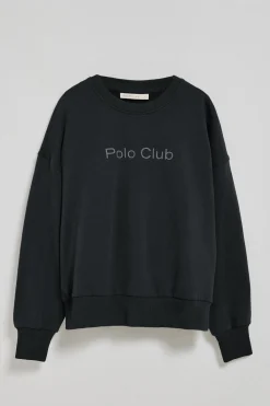 Polo Club Sweat-Shirts*Sweat-shirt basique à col ras du cou avec logo avant caoutchouté Noir