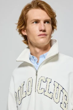 Polo Club Sweat-Shirts*Sweat-shirt Seldon à fermeture éclair partielle avec imprimé Beige