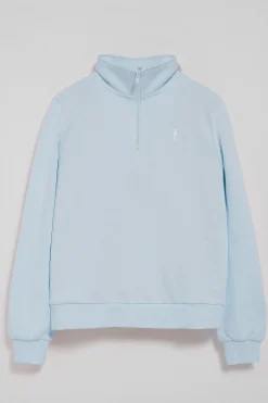 Polo Club Sweat-Shirts*Sweat-shirt bleu clair à fermeture éclair partielle et broderie Rigby Go Bleu ciel