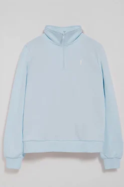 Polo Club Sweat-Shirts*Sweat-shirt bleu clair à fermeture éclair partielle et broderie Rigby Go Bleu ciel