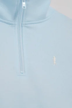 Polo Club Sweat-Shirts*Sweat-shirt bleu clair à fermeture éclair partielle et broderie Rigby Go Bleu ciel