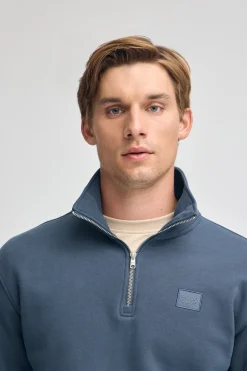 Polo Club Sweat-Shirts*Sweat-shirt bleu à fermeture éclair partielle et logo Denim