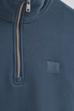 Polo Club Sweat-Shirts*Sweat-shirt bleu à fermeture éclair partielle et logo Denim