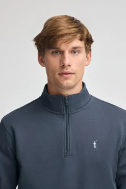Polo Club Sweat-Shirts*Sweat-shirt bleu à fermeture éclair partielle et logo Rigby Go Denim