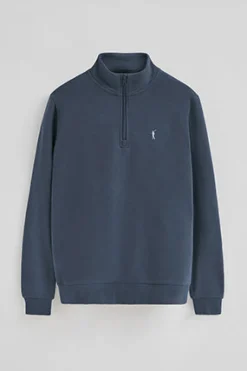 Polo Club Sweat-Shirts*Sweat-shirt bleu à fermeture éclair partielle et logo Rigby Go Denim