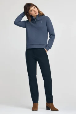 Polo Club Sweat-Shirts*Sweat-shirt bleu avec fermeture éclair partielle et logo Rigby Go Denim