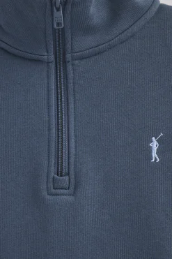 Polo Club Sweat-Shirts*Sweat-shirt bleu avec fermeture éclair partielle et logo Rigby Go Denim