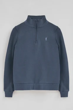 Polo Club Sweat-Shirts*Sweat-shirt bleu avec fermeture éclair partielle et logo Rigby Go Denim