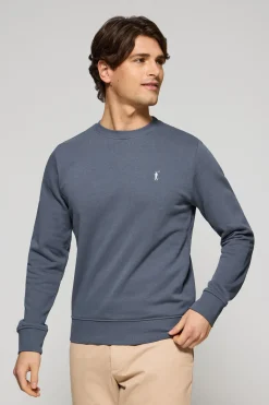 Polo Club Sweat-Shirts*Sweat-shirt bleu détente à col ras du cou et broderie Rigby Go Denim
