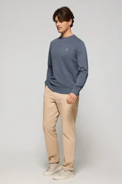 Polo Club Sweat-Shirts*Sweat-shirt bleu détente à col ras du cou et broderie Rigby Go Denim
