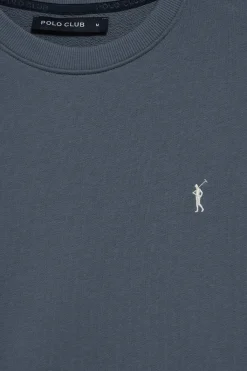 Polo Club Sweat-Shirts*Sweat-shirt bleu détente à col ras du cou et broderie Rigby Go Denim