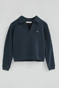 Polo Club Sweat-Shirts*Sweat-shirt à col polo et logo Bleu Marine