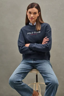 Polo Club Sweat-Shirts*Sweat-shirt à coupe boxy Established 2012 Bleu Marine