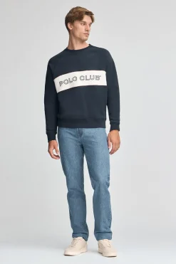 Polo Club Sweat-Shirts*Sweat-shirt à coupe décontractée, col ras du cou et logo Bleu Marine