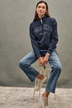 Polo Club Sweat-Shirts*Sweat-shirt à col montant et logo Established 2012 Bleu Marine