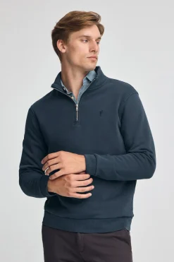 Polo Club Sweat-Shirts*Sweat-shirt à fermeture éclair partielle et effet délavé avec logo Rigby Go Bleu Marine