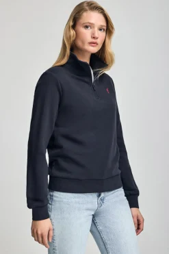 Polo Club Sweat-Shirts*Sweat-shirt à fermeture éclair partielle et broderie Rigby Go Bleu Marine