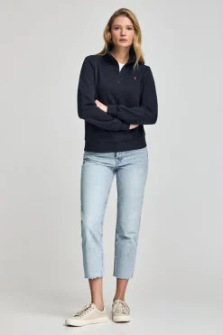 Polo Club Sweat-Shirts*Sweat-shirt à fermeture éclair partielle et broderie Rigby Go Bleu Marine