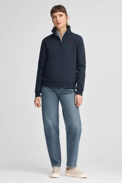 Polo Club Sweat-Shirts*Sweat-shirt avec fermeture éclair partielle et logo Rigby Go Bleu Marine