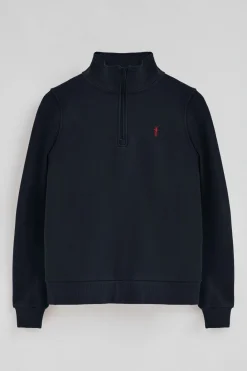 Polo Club Sweat-Shirts*Sweat-shirt avec fermeture éclair partielle et logo Rigby Go Bleu Marine