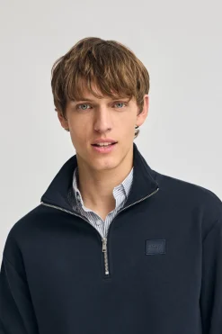 Polo Club Sweat-Shirts*Sweat-shirt détente à fermeture partielle et détail Bleu Marine