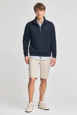 Polo Club Sweat-Shirts*Sweat-shirt détente à fermeture partielle et détail Bleu Marine