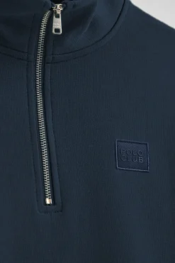 Polo Club Sweat-Shirts*Sweat-shirt détente à fermeture partielle et détail Bleu Marine