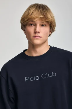 Polo Club Sweat-Shirts*Sweat-shirt surdimensionné à col ras du cou avec logo Minimal Combo Bleu Marine
