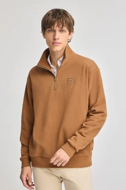 Polo Club Sweat-Shirts*Sweat-shirt détente à fermeture partielle et détail Camel