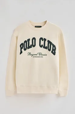 Polo Club Sweat-Shirts*Sweat-shirt couleur écrue à coupe ample Established 2012 Beige