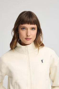 Polo Club Sweat-Shirts*Sweat-shirt écru à col montant, fermeture éclair avec logo Rigby Beige