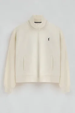 Polo Club Sweat-Shirts*Sweat-shirt écru à col montant, fermeture éclair avec logo Rigby Beige