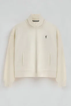 Polo Club Sweat-Shirts*Sweat-shirt écru à col montant, fermeture éclair avec logo Rigby Beige
