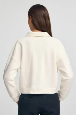 Polo Club Sweat-Shirts*Sweat-shirt écru à col polo et logo Beige
