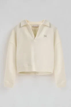 Polo Club Sweat-Shirts*Sweat-shirt écru à col polo et logo Beige
