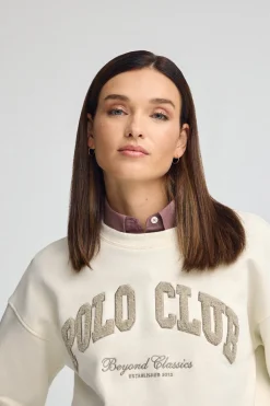 Polo Club Sweat-Shirts*Sweat-shirt écru à coupe ample avec logo Established 2012 Beige
