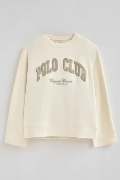 Polo Club Sweat-Shirts*Sweat-shirt écru à coupe ample avec logo Established 2012 Beige