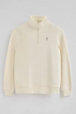 Polo Club Sweat-Shirts*Sweat-shirt écru avec fermeture éclair partielle et logo Rigby Go Beige