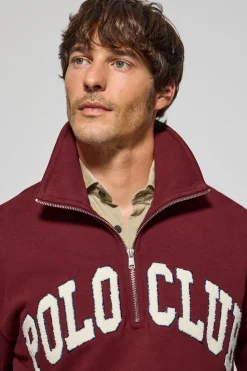 Polo Club Sweat-Shirts*Sweat-shirt Seldon à fermeture éclair partielle avec imprimé Grenat