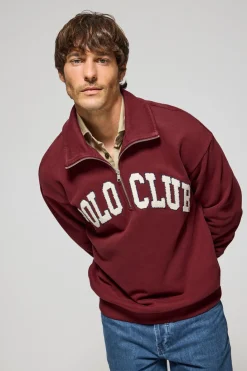 Polo Club Sweat-Shirts*Sweat-shirt Seldon à fermeture éclair partielle avec imprimé Grenat