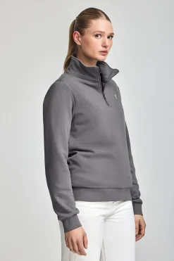 Polo Club Sweat-Shirts*Sweat-shirt gris à fermeture éclair partielle et broderie Rigby Go Asphalte